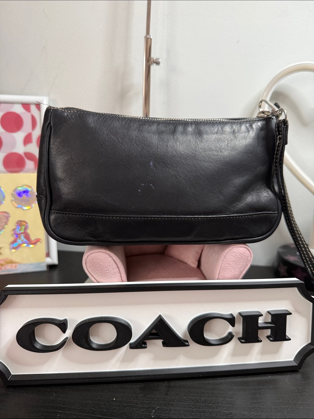 Coach Vintage Black Leather Hamptons Demi Pouch
